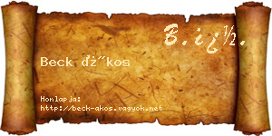 Beck Ákos névjegykártya